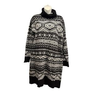 LOFT Black and White Knit Dress. Size medium.  Geometric design